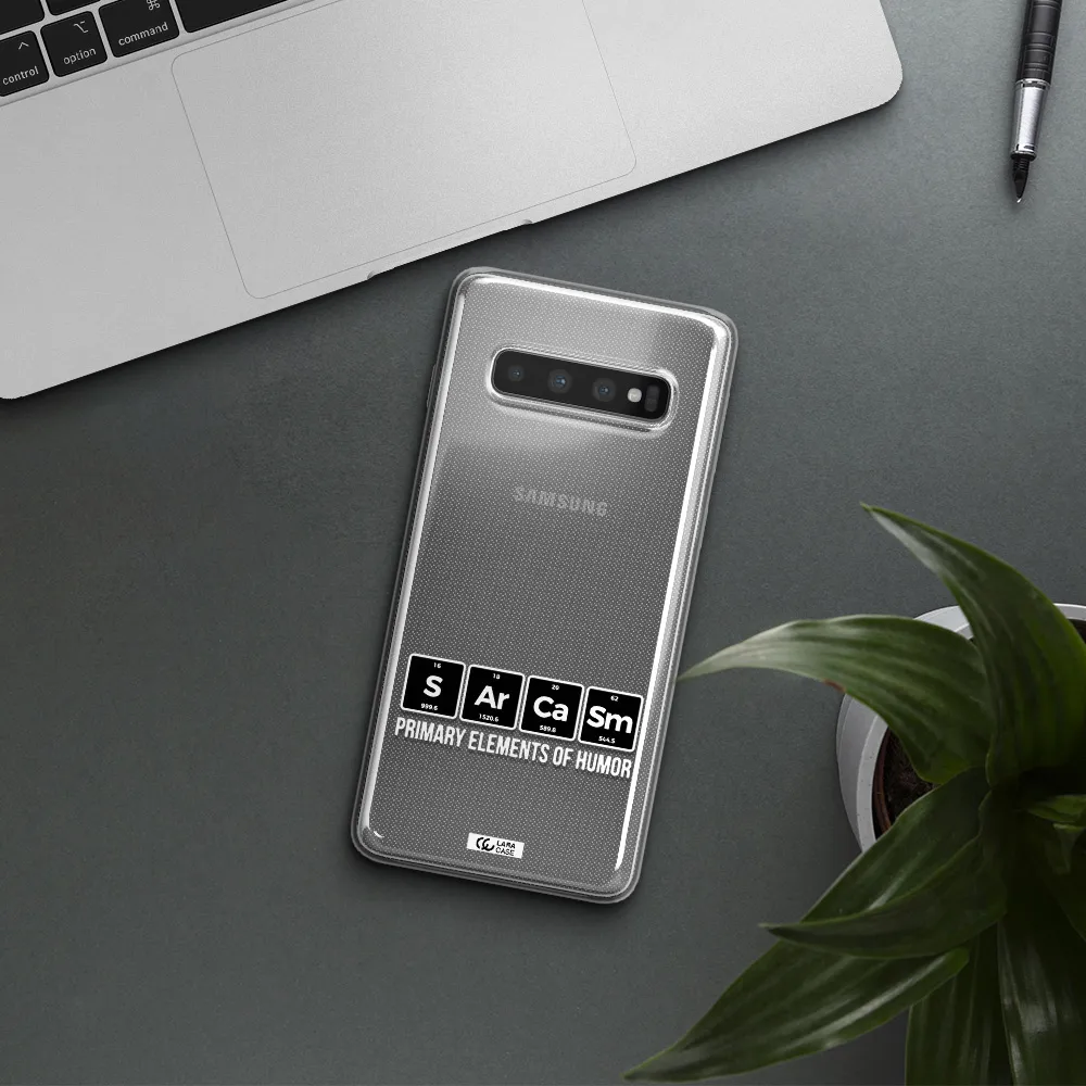 a group of black square letters with white text Samsung S10 Plus Clear TPU Case