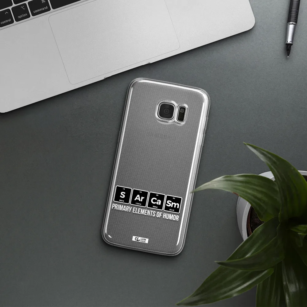 a group of black square letters with white text Samsung S7 Edge Clear TPU Case