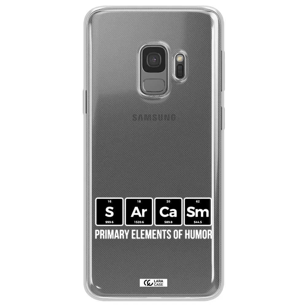 a group of black square letters with white text Samsung S9 Clear TPU Case