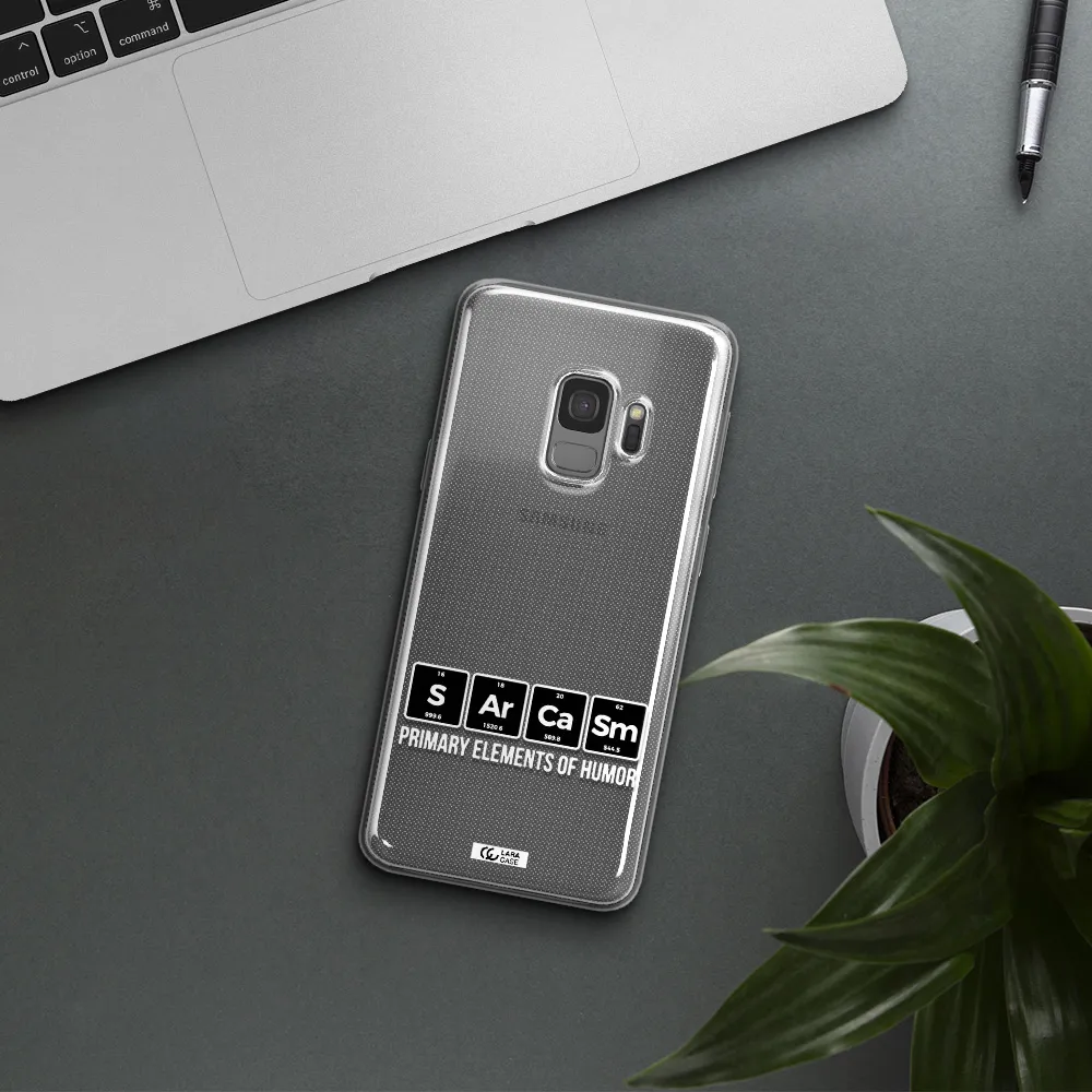 a group of black square letters with white text Samsung S9 Clear TPU Case