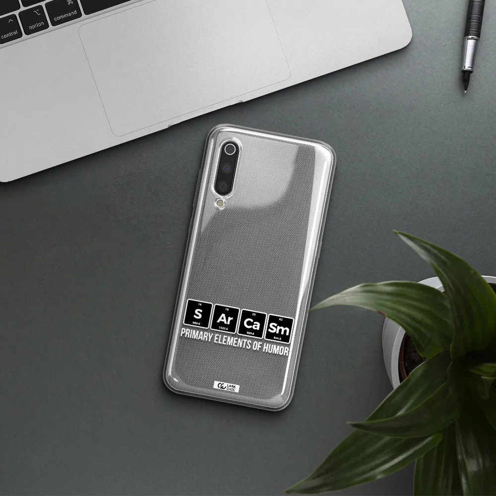 a group of black square letters with white text Xiaomi Mi 9 Clear TPU Case