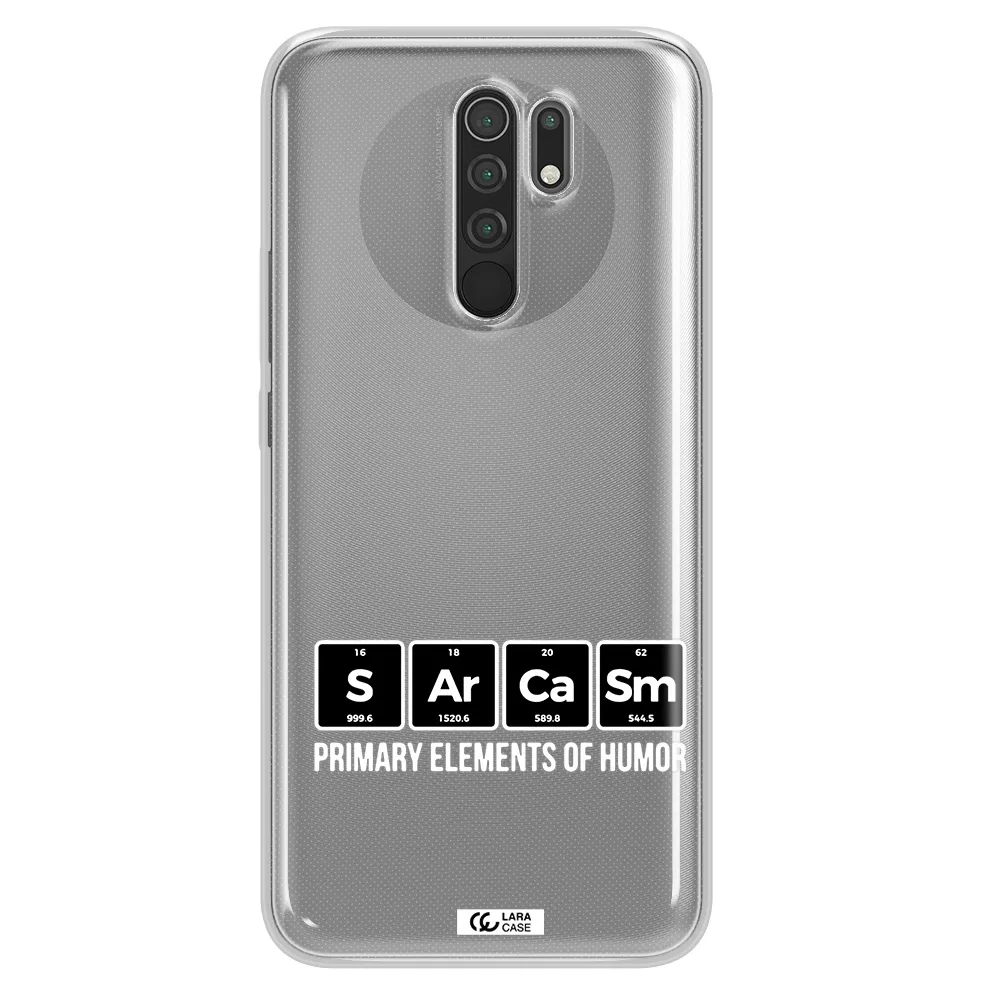 a group of black square letters with white text Xiaomi Redmi 9 Clear TPU Case