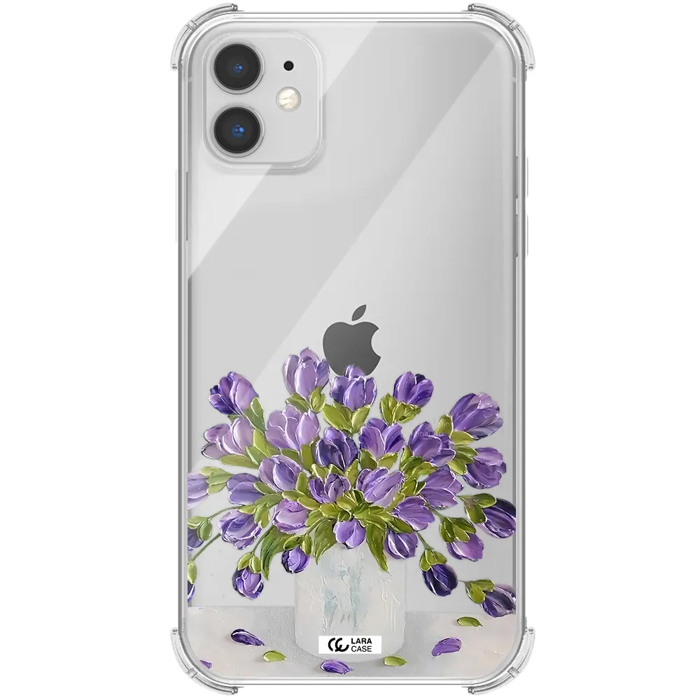 a bunch of purple flowers Apple iPhone 11 Clear PC Case