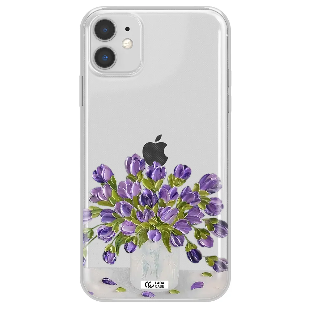 a bunch of purple flowers Apple iPhone 11 Clear TPU Case
