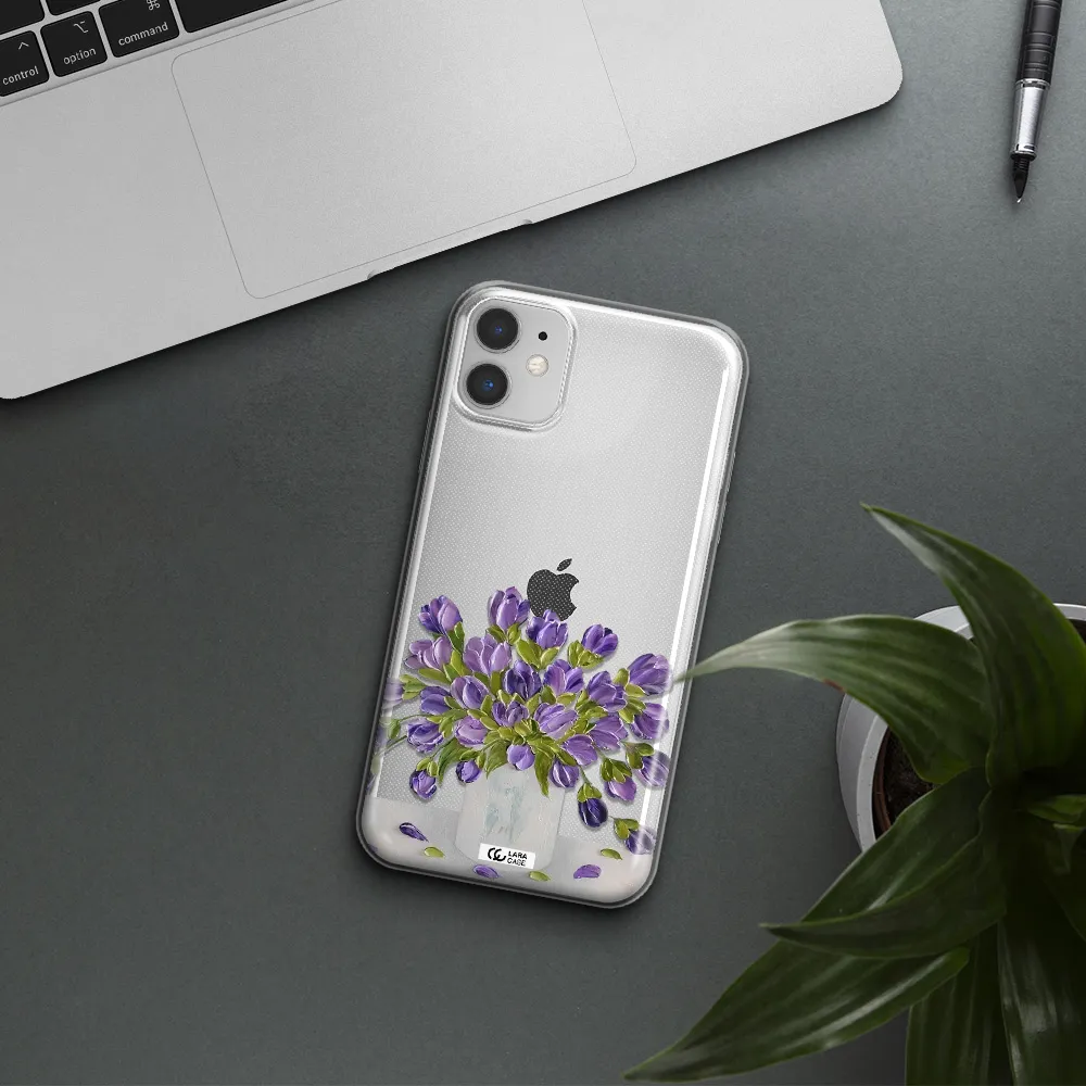 a bunch of purple flowers Apple iPhone 11 Clear TPU Case