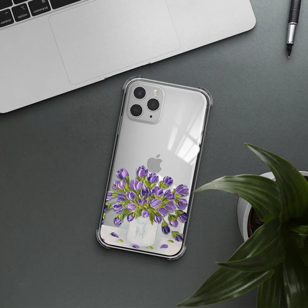 a bunch of purple flowers Apple iPhone 11 pro Clear PC Case