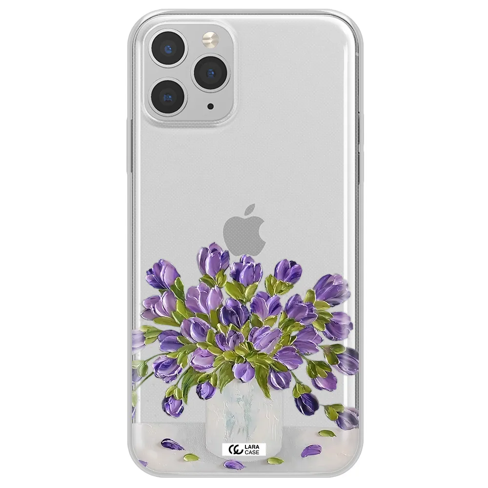 a bunch of purple flowers Apple iPhone 11 pro Clear TPU Case