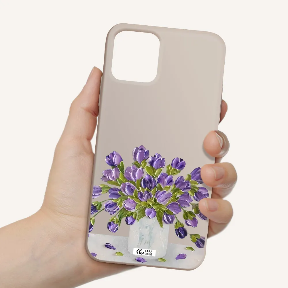 a bunch of purple flowers Apple iPhone 11 pro max Silicone Stone Case