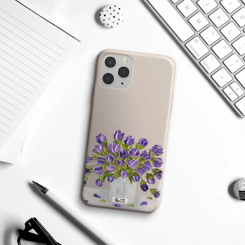 a bunch of purple flowers Apple iPhone 11 pro max Silicone Stone Case