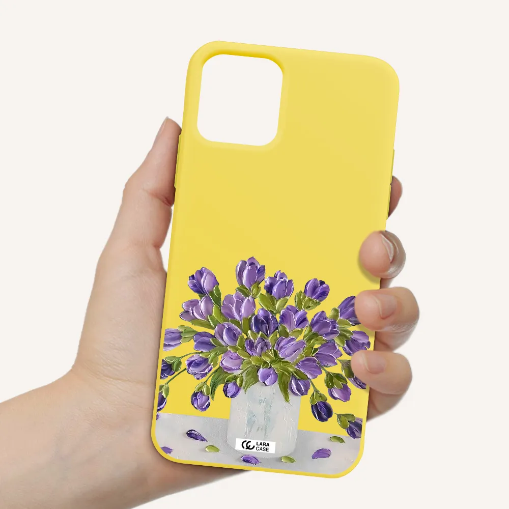 a bunch of purple flowers Apple iPhone 11 pro Silicone canary yellow Case