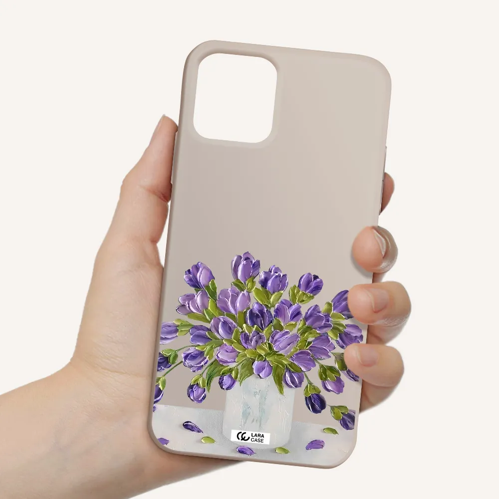 a bunch of purple flowers Apple iPhone 11 pro Silicone Stone Case