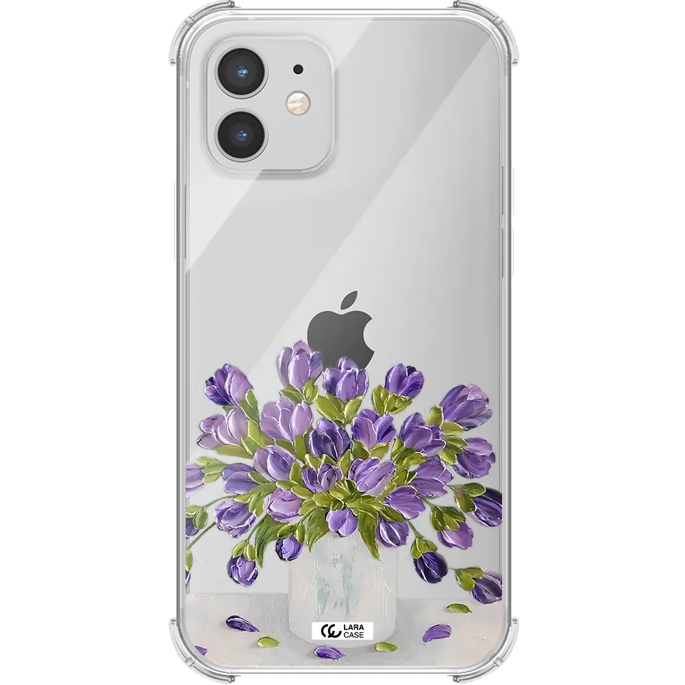 a bunch of purple flowers Apple iPhone 12 Clear PC Case