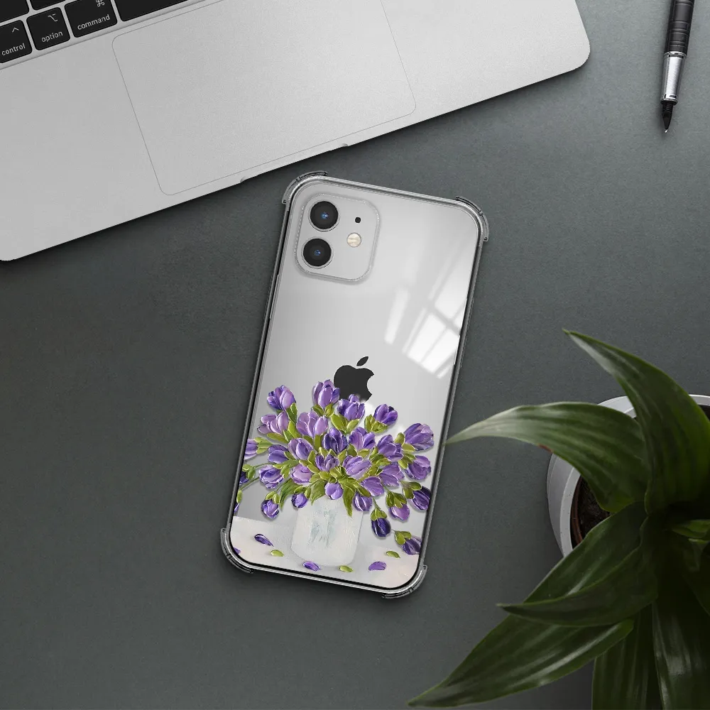 a bunch of purple flowers Apple iPhone 12 mini Clear PC Case