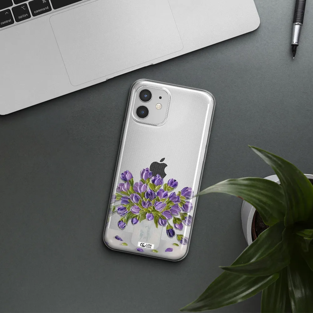 a bunch of purple flowers Apple iPhone 12 mini Clear TPU Case