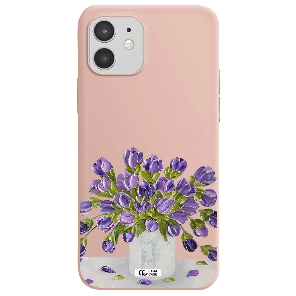 a bunch of purple flowers Apple iPhone 12 mini Silicone pastel pink Case