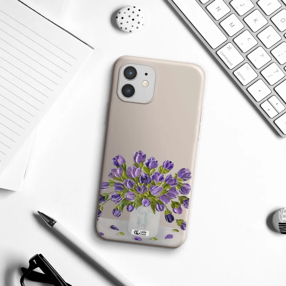 a bunch of purple flowers Apple iPhone 12 mini Silicone Stone Case