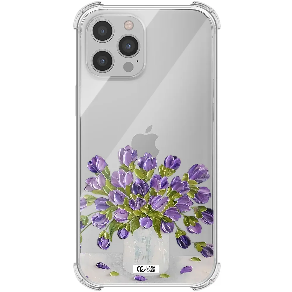 a bunch of purple flowers Apple iPhone 12 pro Clear PC Case