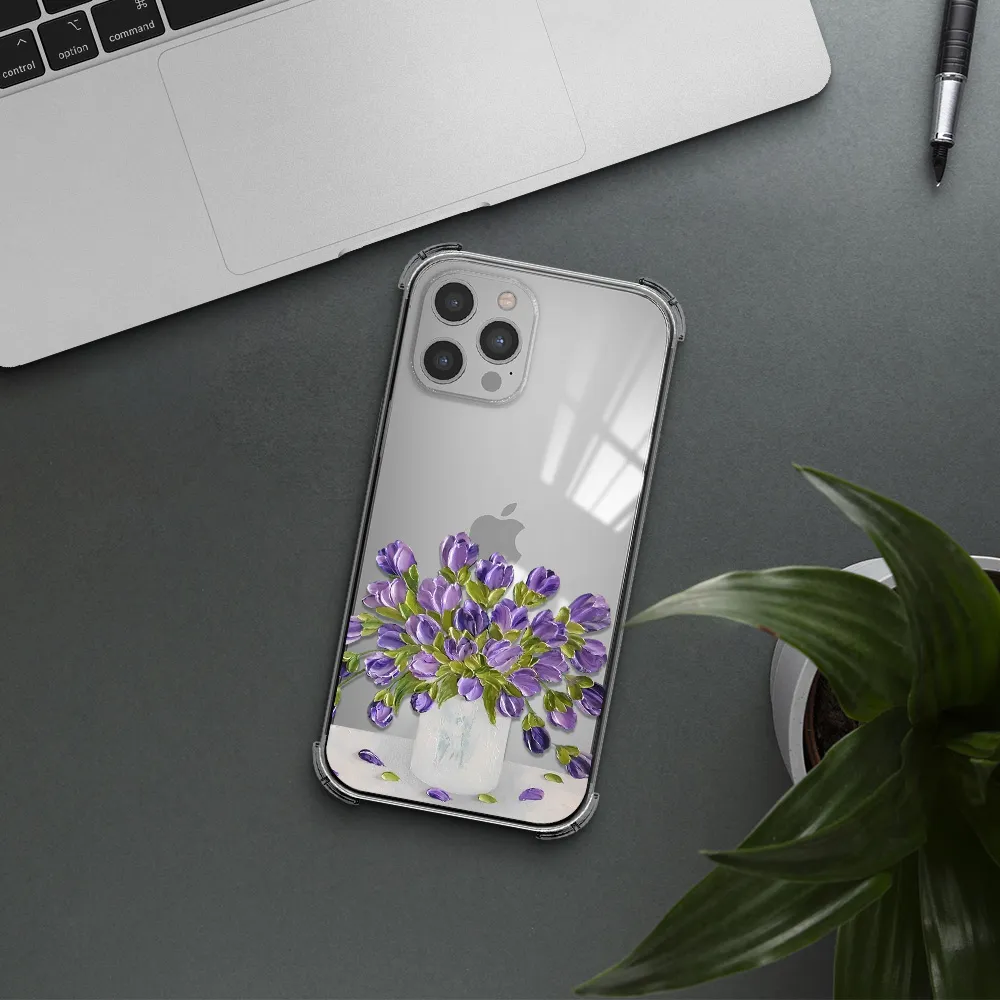 a bunch of purple flowers Apple iPhone 12 pro Clear PC Case