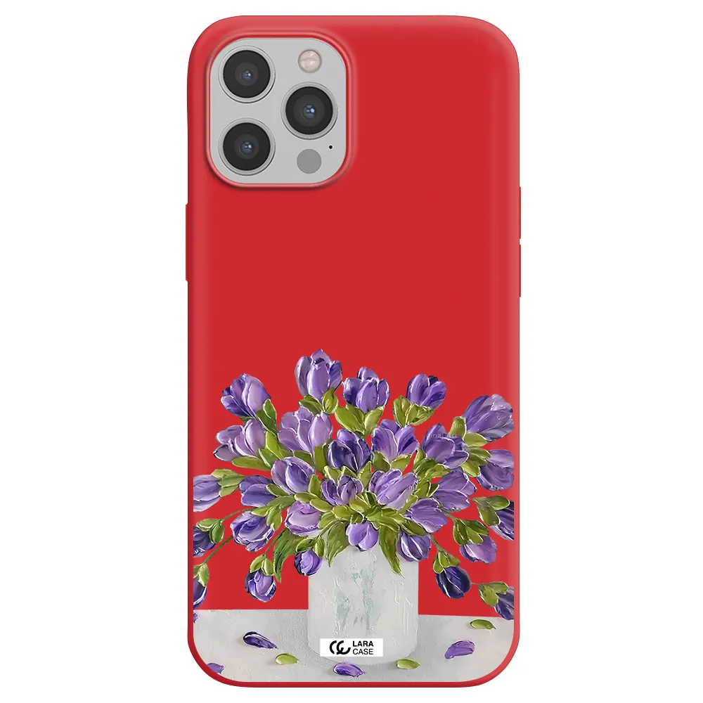 a bunch of purple flowers Apple iPhone 12 pro max Silicone Imperial Red Case