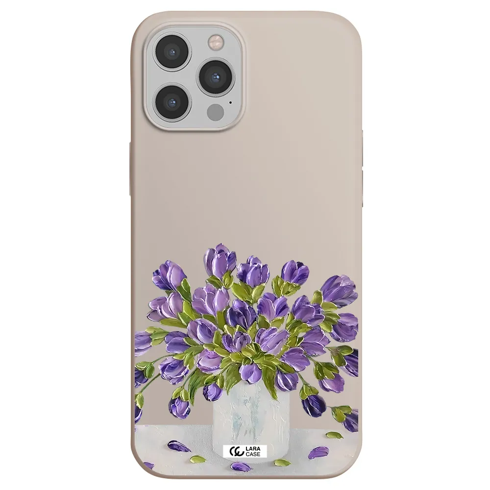 a bunch of purple flowers Apple iPhone 12 pro Silicone Stone Case