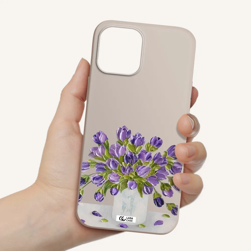 a bunch of purple flowers Apple iPhone 12 pro Silicone Stone Case