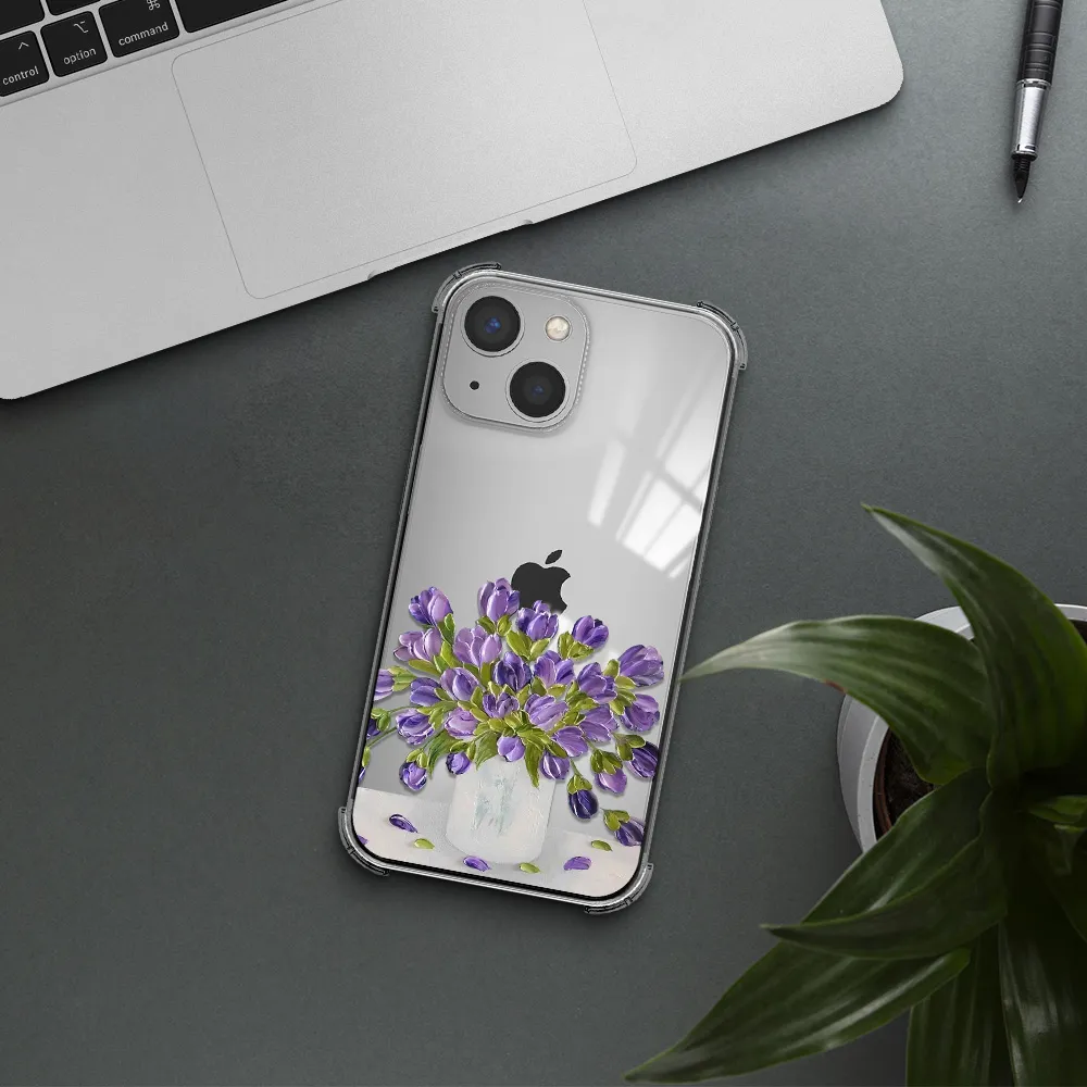 a bunch of purple flowers Apple iPhone 13 mini Clear PC Case