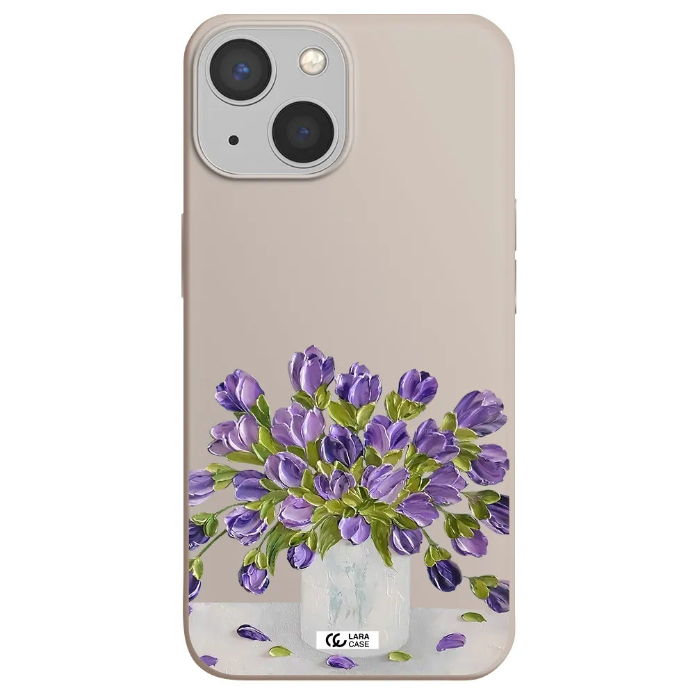 a bunch of purple flowers Apple iPhone 13 mini Silicone Stone Case