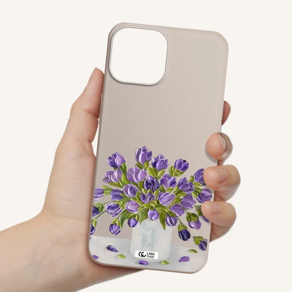 a bunch of purple flowers Apple iPhone 13 mini Silicone Stone Case