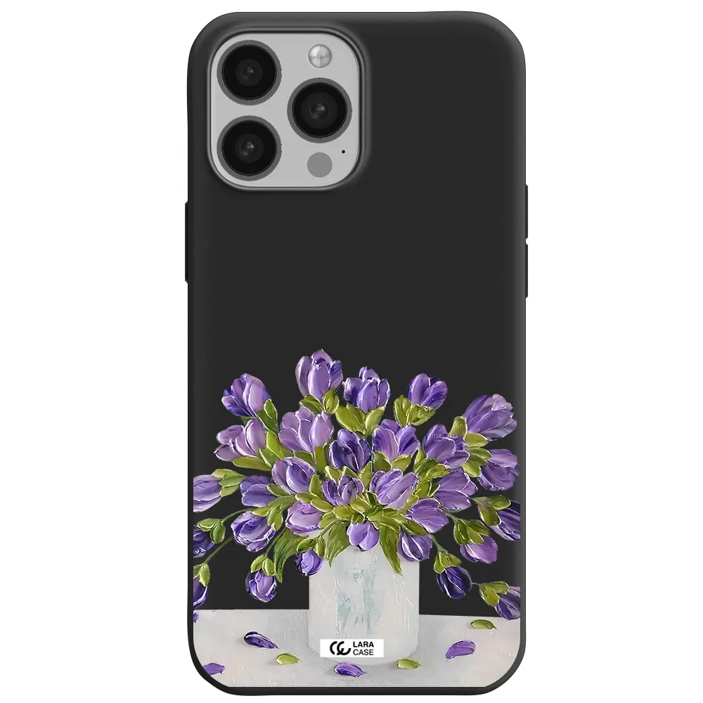 a bunch of purple flowers Apple iPhone 13 Pro Max Silicone black Case