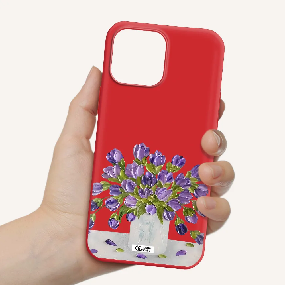 a bunch of purple flowers Apple iPhone 13 Pro Max Silicone Imperial Red Case