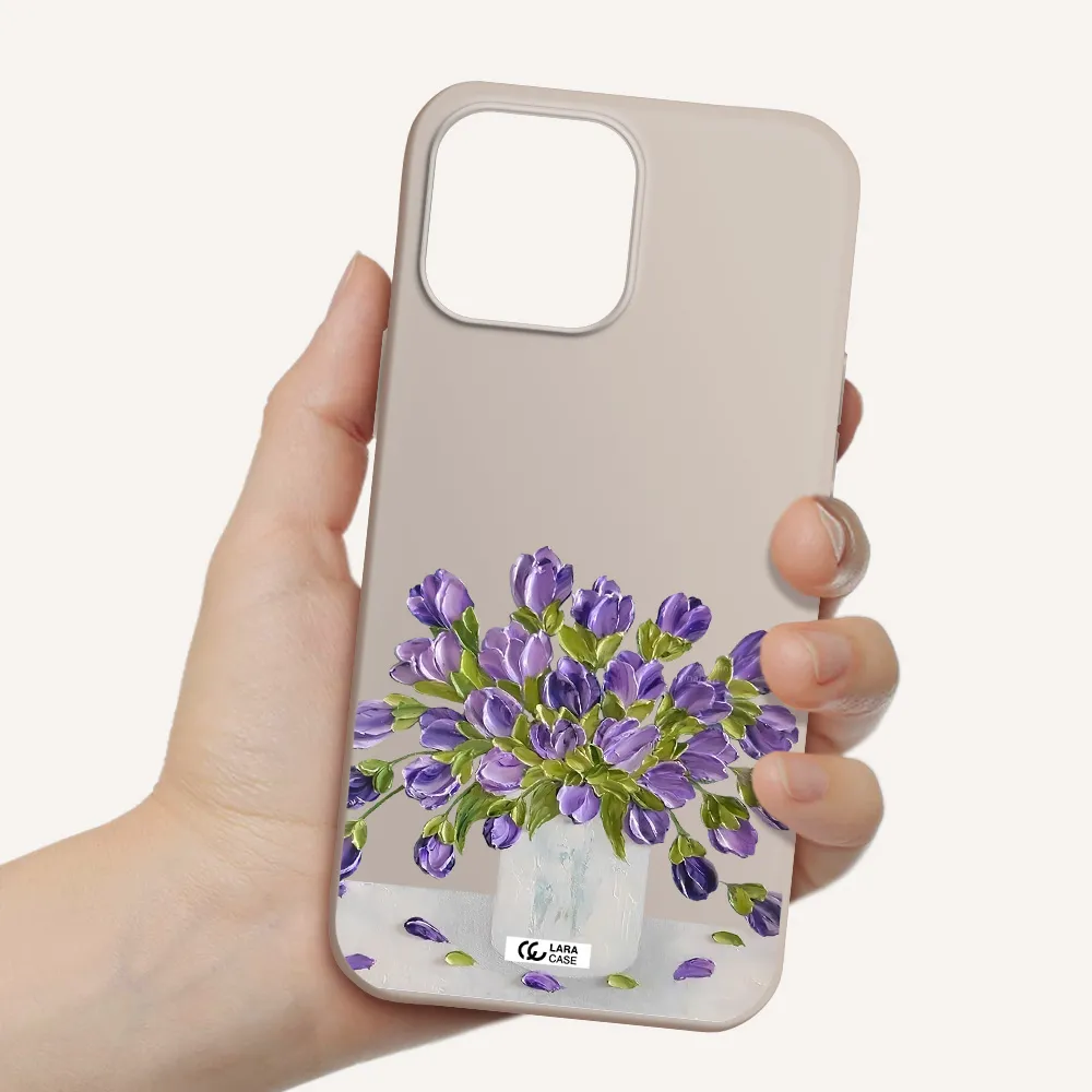 a bunch of purple flowers Apple iPhone 13 Pro Max Silicone Stone Case