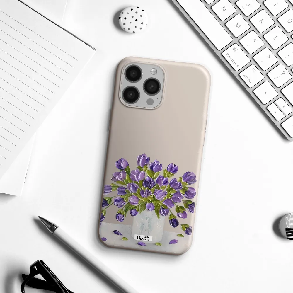 a bunch of purple flowers Apple iPhone 13 Pro Max Silicone Stone Case