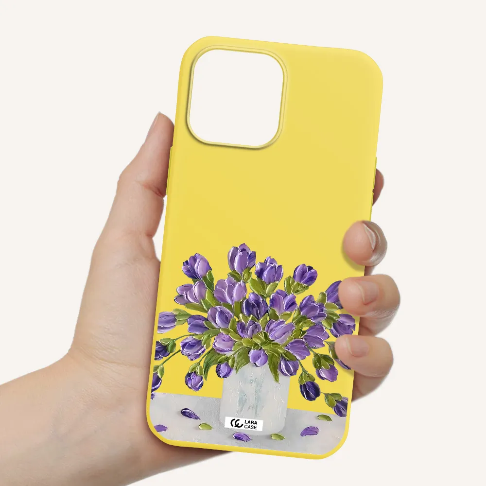 a bunch of purple flowers Apple iPhone 13 Pro Silicone canary yellow Case