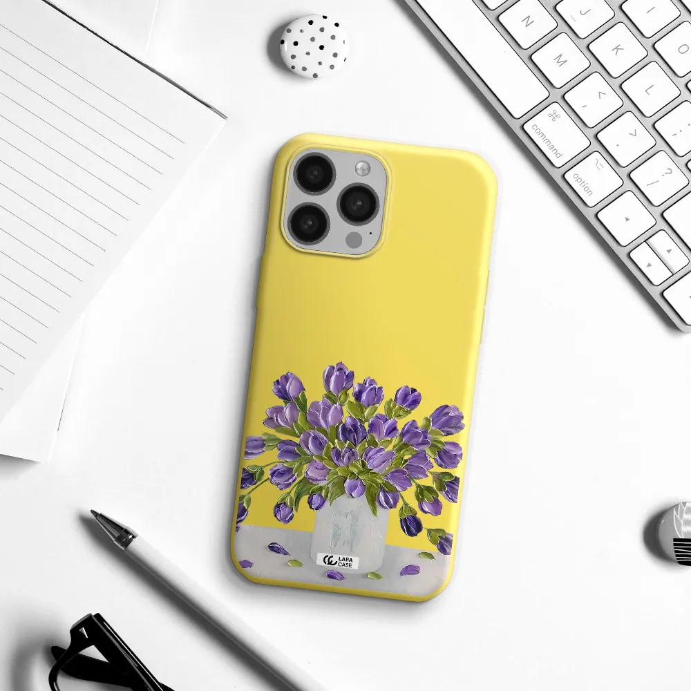 a bunch of purple flowers Apple iPhone 13 Pro Silicone canary yellow Case