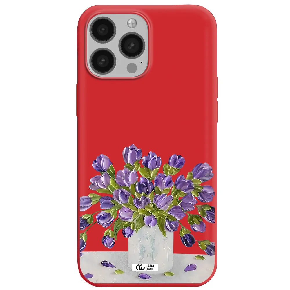 a bunch of purple flowers Apple iPhone 13 Pro Silicone Imperial Red Case