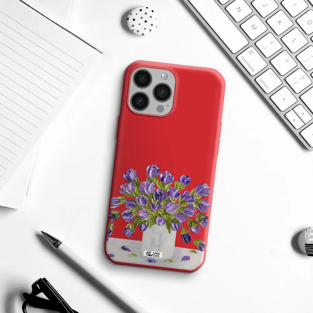 a bunch of purple flowers Apple iPhone 13 Pro Silicone Imperial Red Case