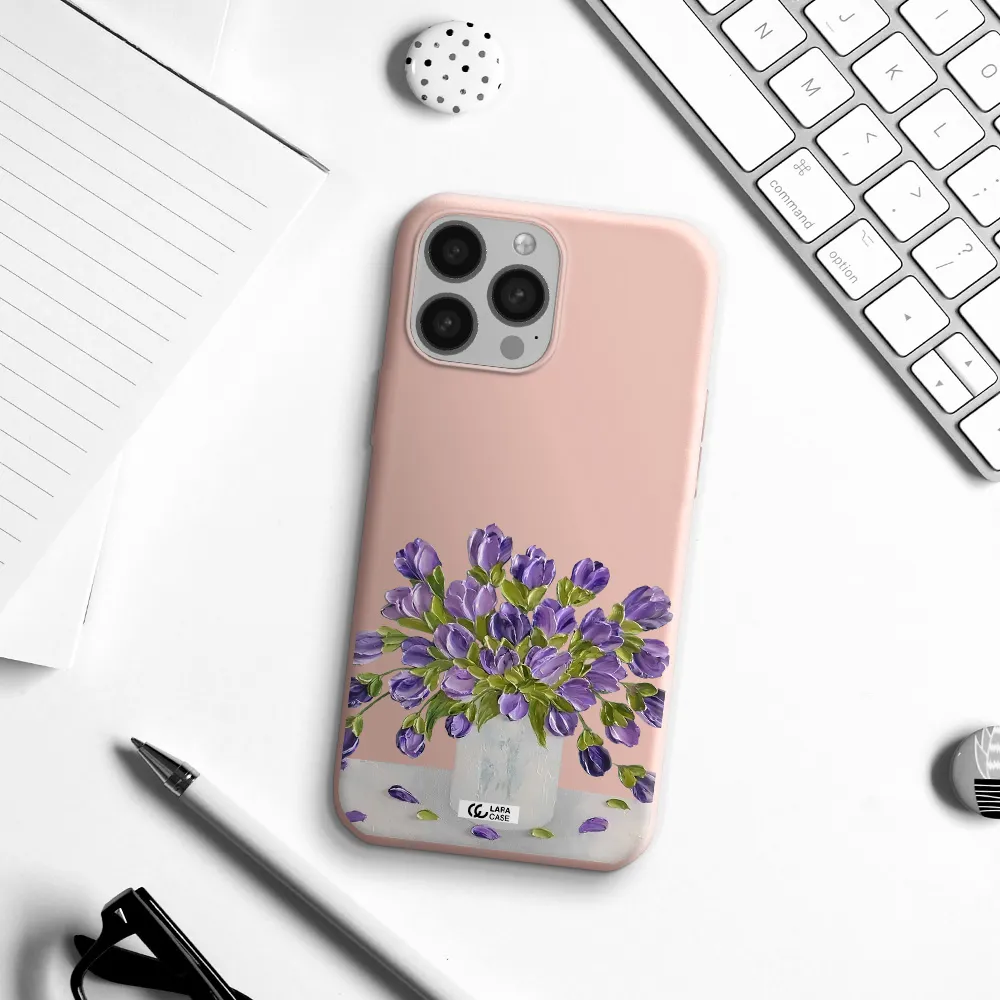 a bunch of purple flowers Apple iPhone 13 Pro Silicone pastel pink Case