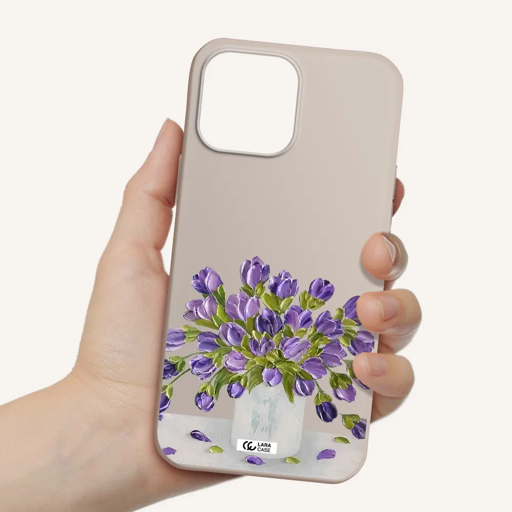 a bunch of purple flowers Apple iPhone 13 Pro Silicone Stone Case