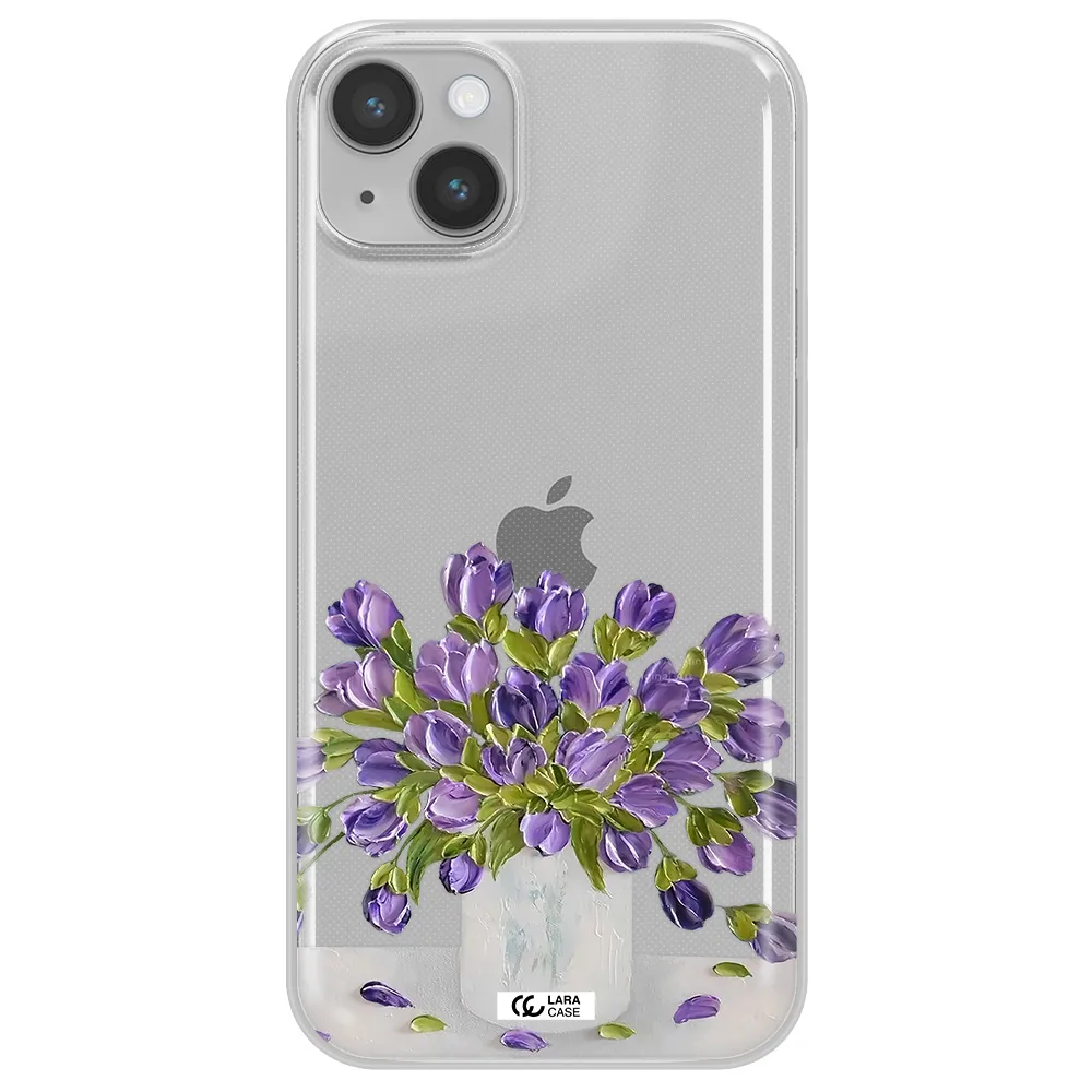 a bunch of purple flowers Apple iPhone 14 Clear TPU Case
