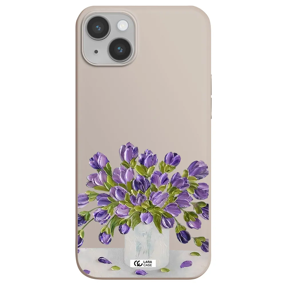 a bunch of purple flowers Apple iPhone 14 plus Silicone Stone Case