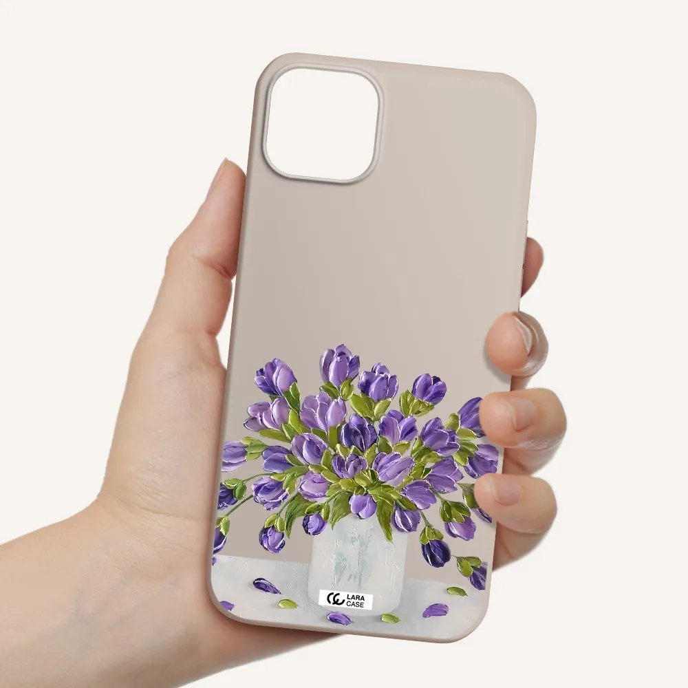 a bunch of purple flowers Apple iPhone 14 plus Silicone Stone Case