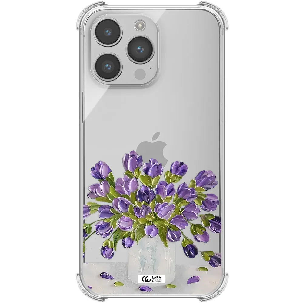 a bunch of purple flowers Apple iPhone 14 pro Clear PC Case
