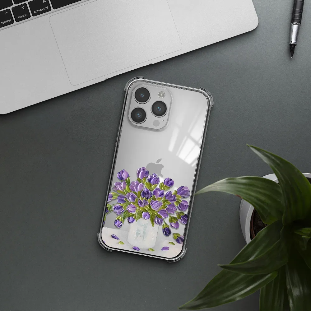 a bunch of purple flowers Apple iPhone 14 pro Clear PC Case