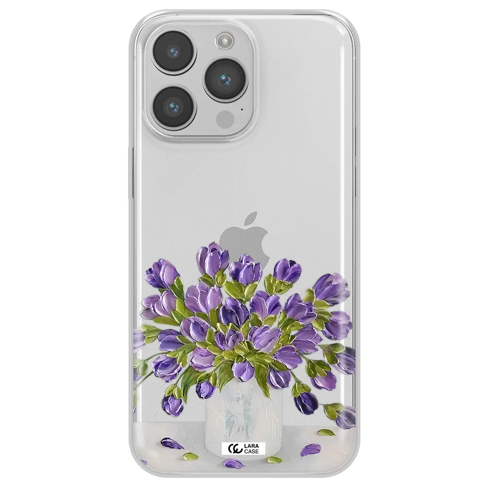 a bunch of purple flowers Apple iPhone 14 pro max Clear TPU Case