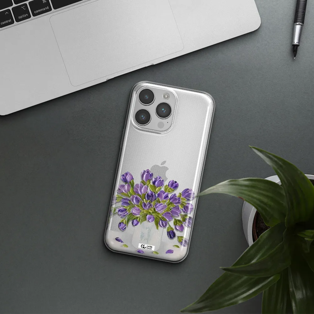a bunch of purple flowers Apple iPhone 14 pro max Clear TPU Case