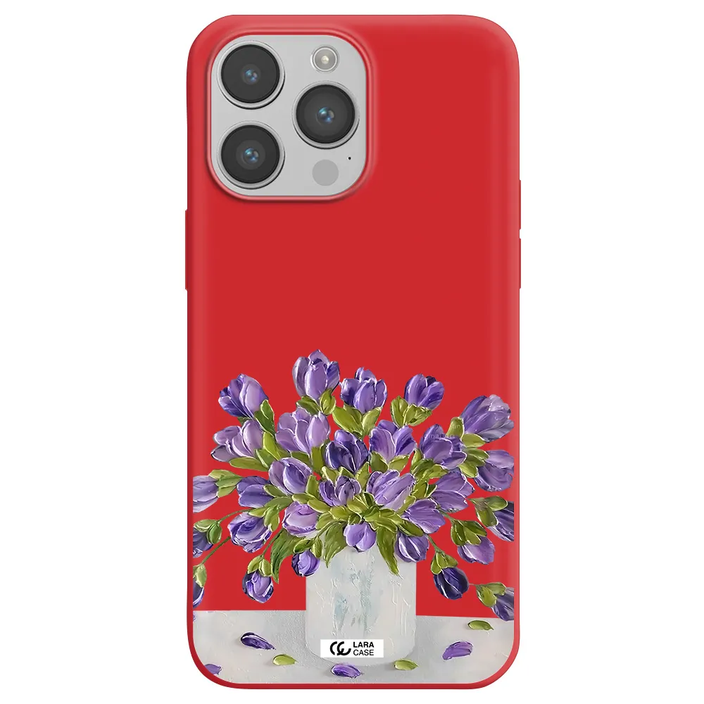 a bunch of purple flowers Apple iPhone 14 pro max Silicone Imperial Red Case