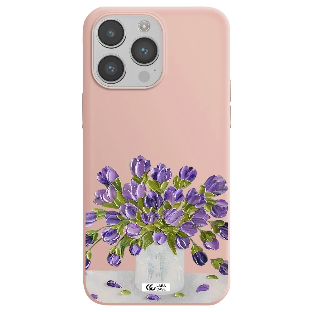 a bunch of purple flowers Apple iPhone 14 pro max Silicone pastel pink Case