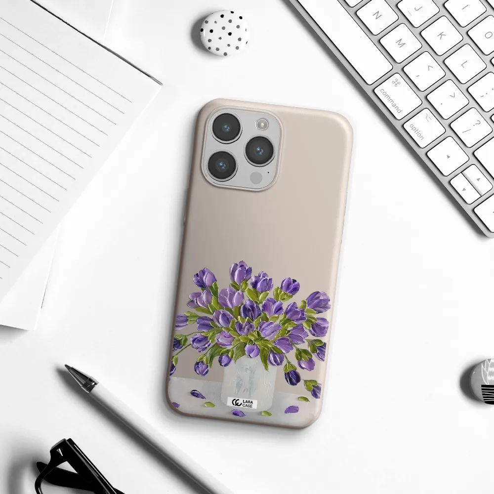 a bunch of purple flowers Apple iPhone 14 pro max Silicone Stone Case