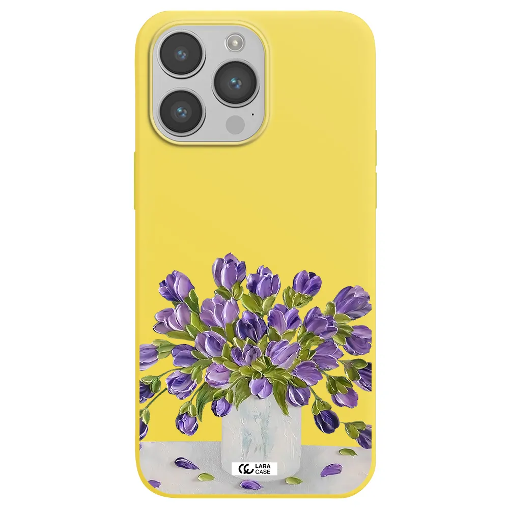 a bunch of purple flowers Apple iPhone 14 pro Silicone canary yellow Case