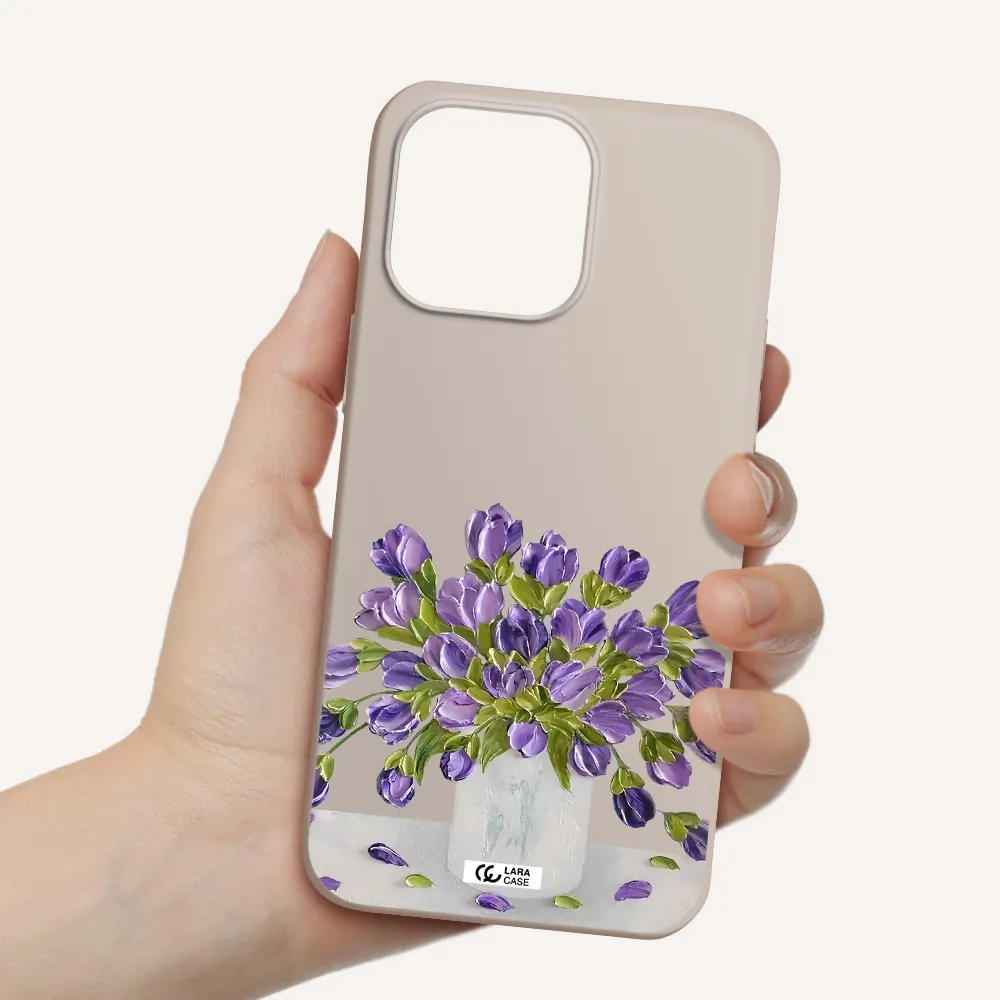 a bunch of purple flowers Apple iPhone 14 pro Silicone Stone Case